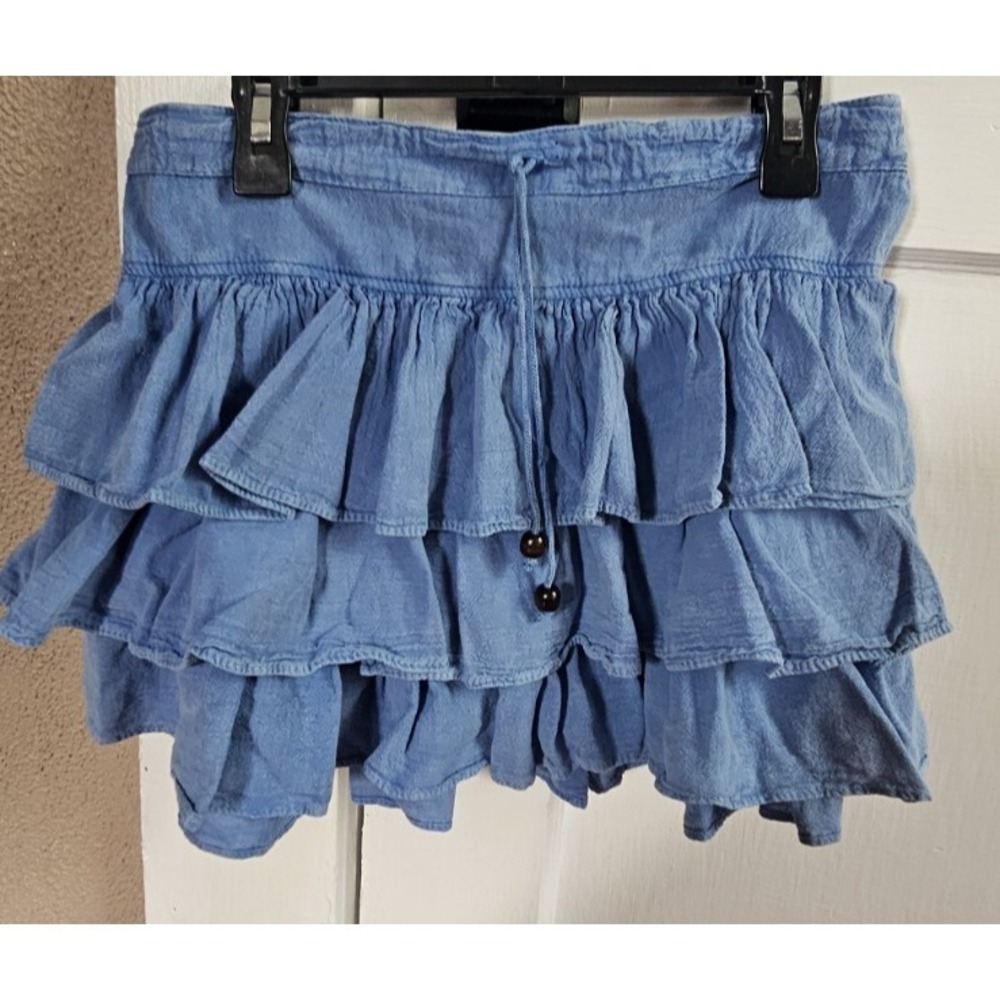 SEASPICE resort wear100% Peruvian cotton woman S gauze tiered ruffled mini skirt